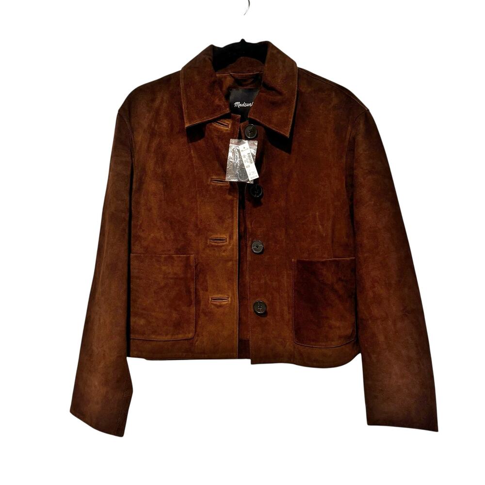 Madewell Suede Boxy-Crop Jacket In Dark Roast Suede Size XL NWT - Picture 8 of 12